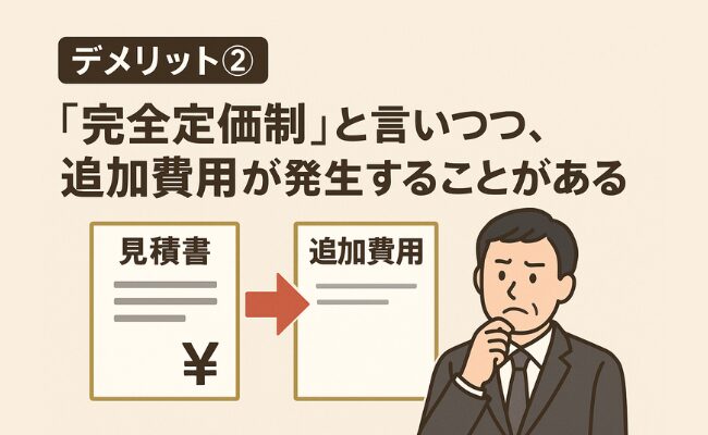 デメリット②「完全定価制」と言いつつ、追加費用が発生することがある